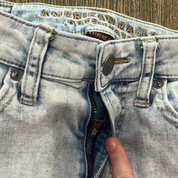 American Eagle Mens Straight Jeans Extreme Flex Distressed Ligh Wash Size 29x30 - Picture 7 of 11